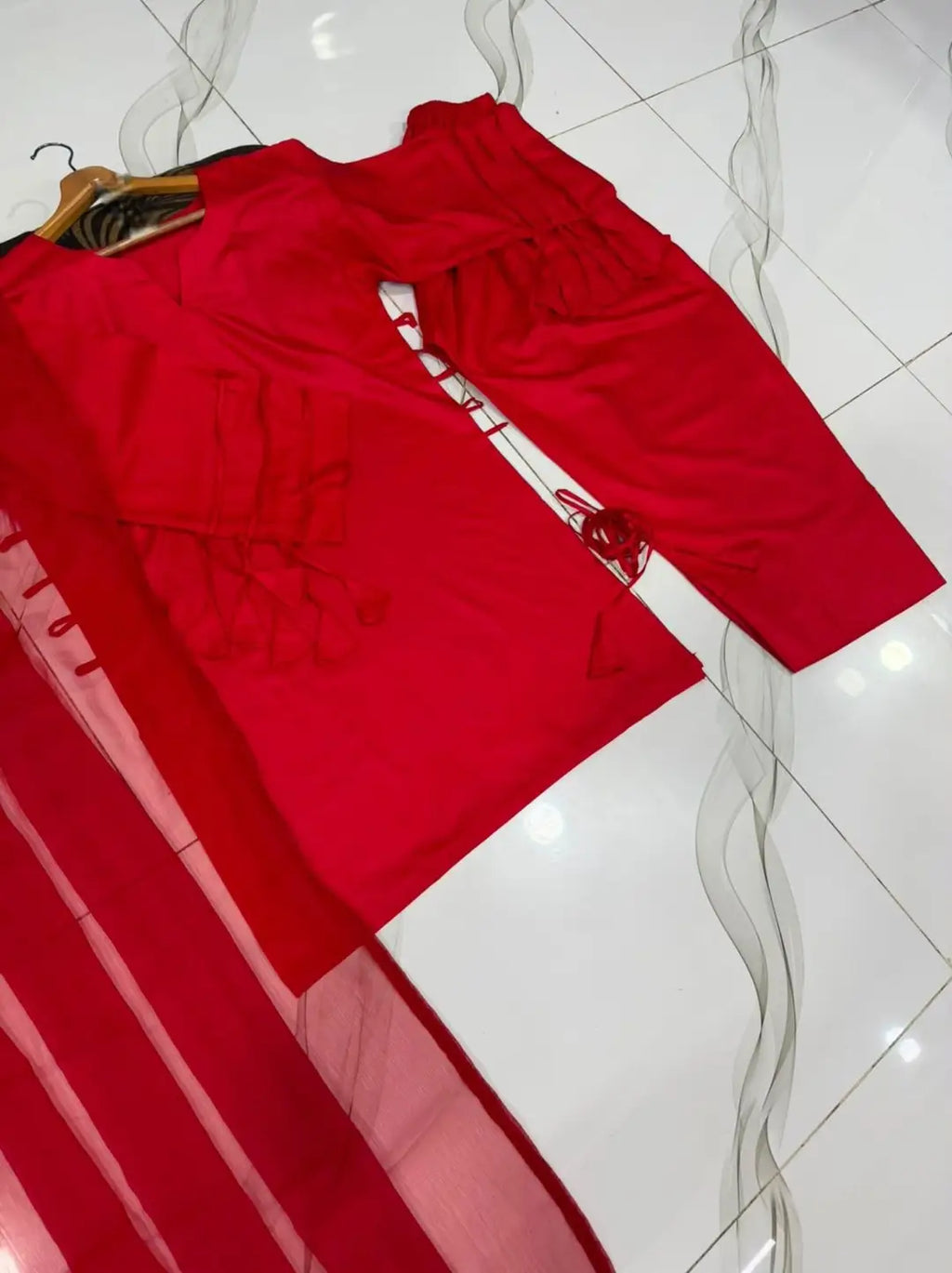 3 Pcs Women's Stitched Linen Plain Suit