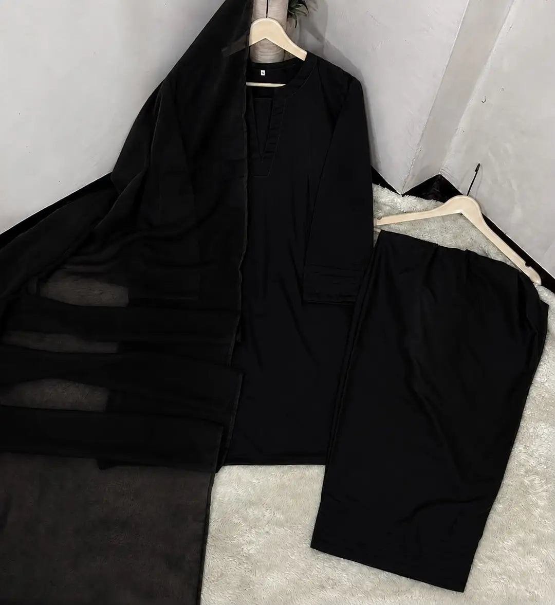 3 Pcs Women's Stitched Georgette Plain Suit