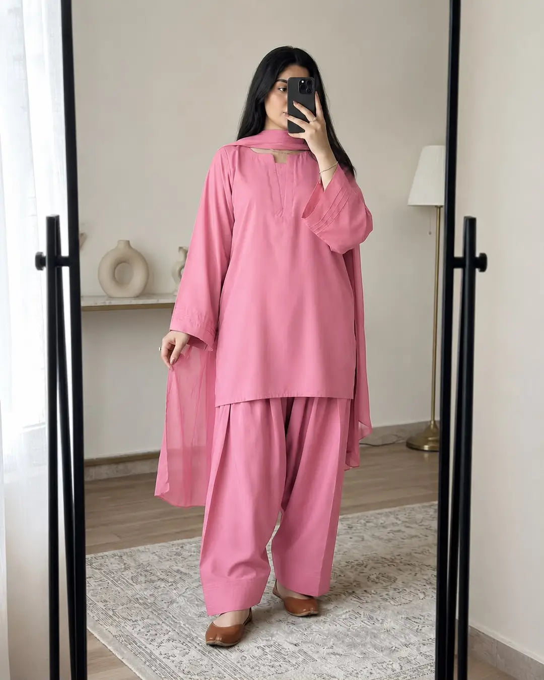 3 Pcs Women's Stitched Georgette Plain Suit