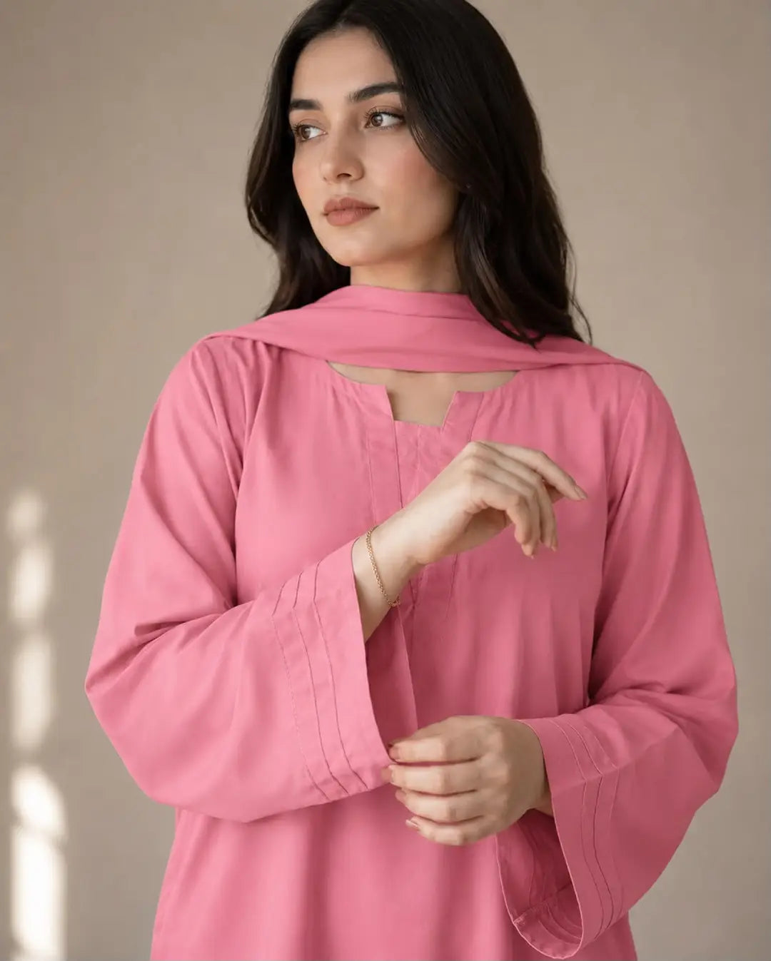 3 Pcs Women's Stitched Georgette Plain Suit