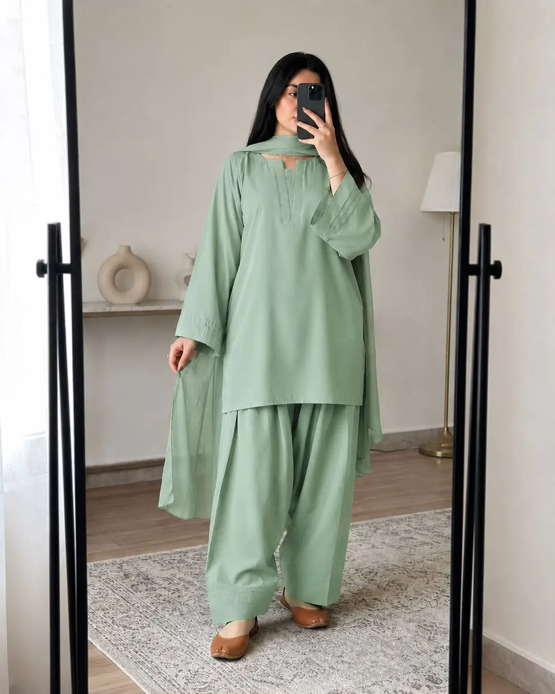 3 Pcs Women's Stitched Georgette Plain Suit