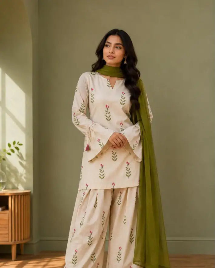 3 Pcs Women's Stitched Lawn Digital Print Suit