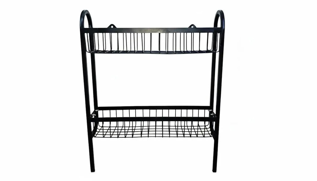 2-Tier Wall Mounted Spice Rack Stainless Steel Black