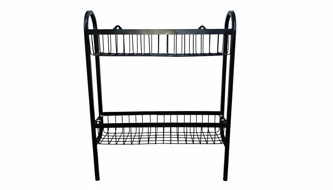 2-Tier Wall Mounted Spice Rack Stainless Steel Black