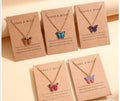 Butterfly Necklace Set for Women Gold Plated Multicolor 8"