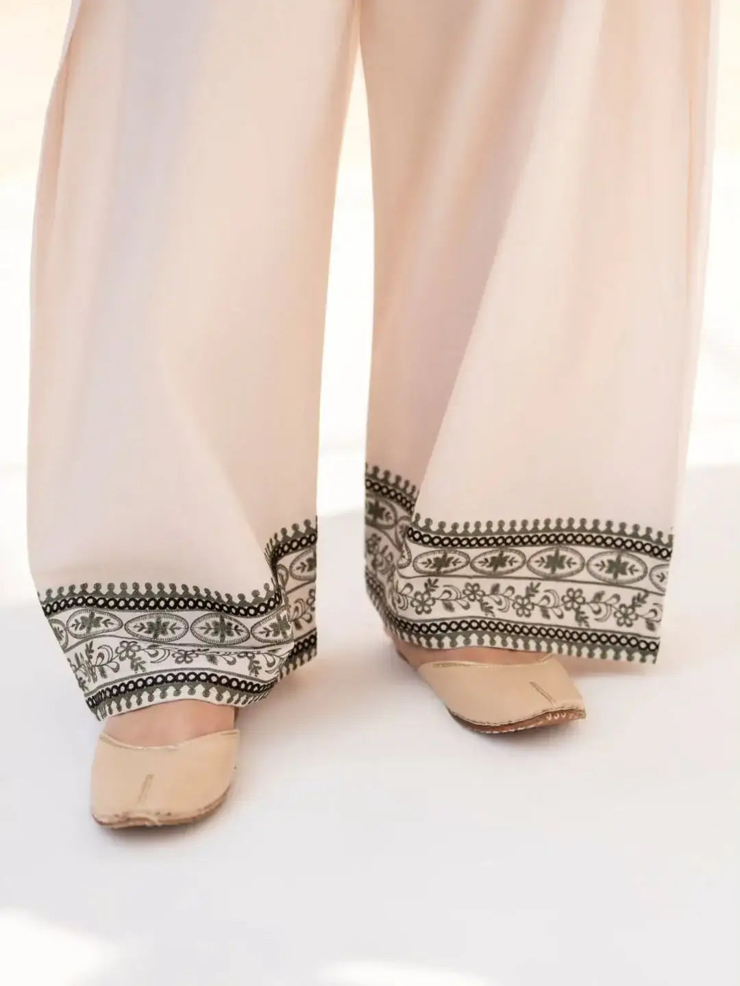 Elegance Embroidered Cotton Suit Set - 3 Pcs