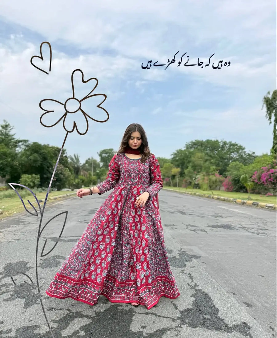 Stunning Digital Printed Maxi - 2 Pcs Set