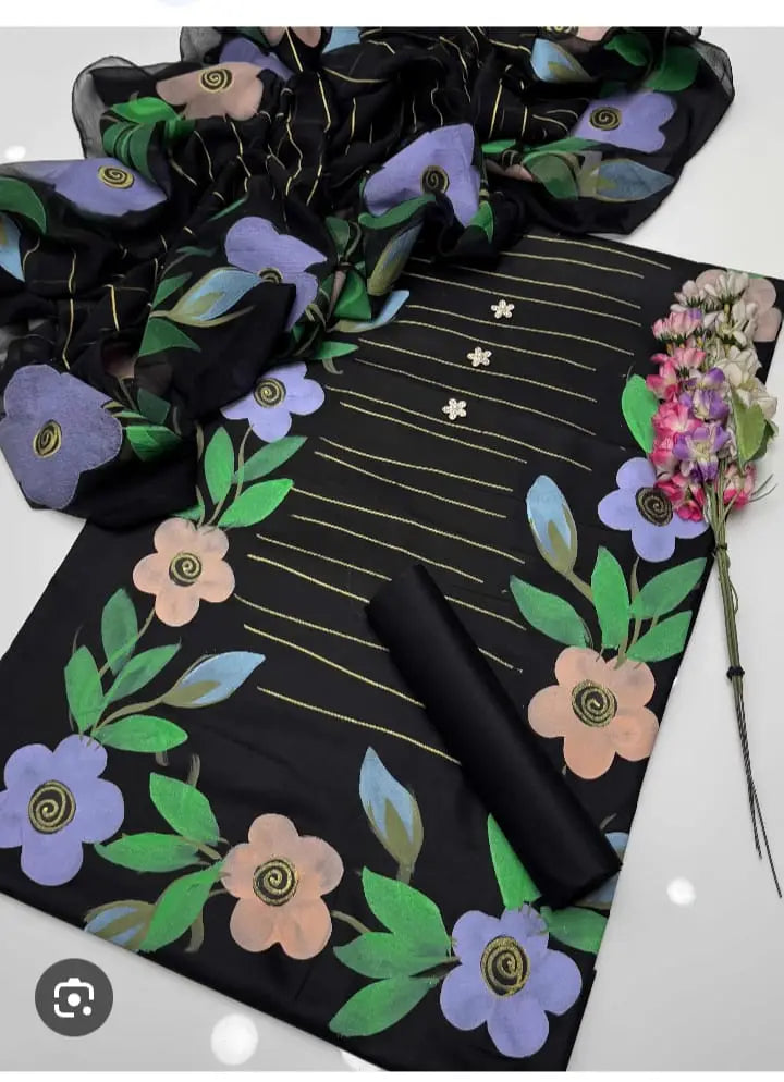 3 Piece Silk Suit | Digital Printed Airline Shirt & Trouser