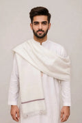Men's Winter Wool Pashmina Shawl 2.5 Yards - White