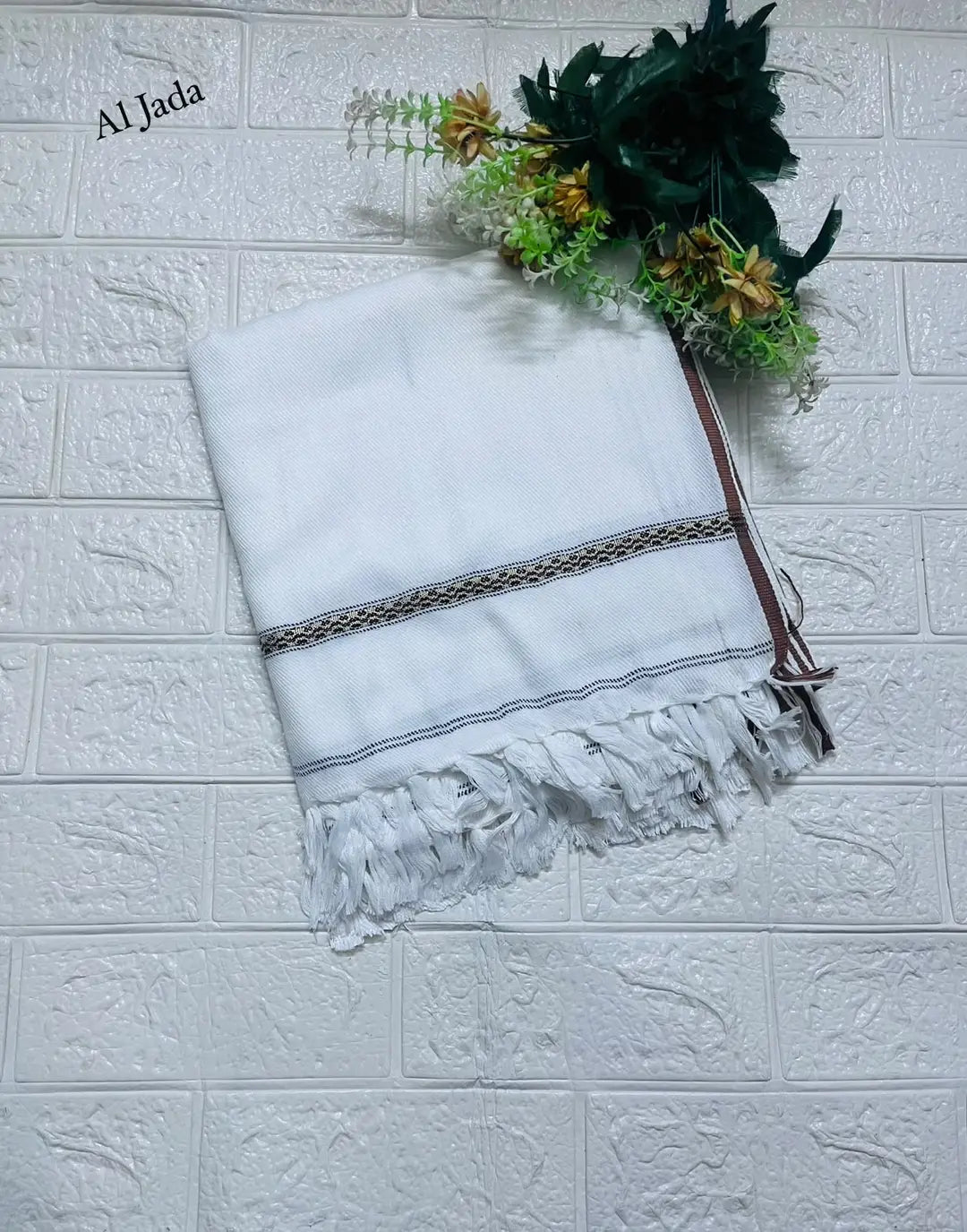 Men's Winter Wool Pashmina Shawl 2.5 Yards - White