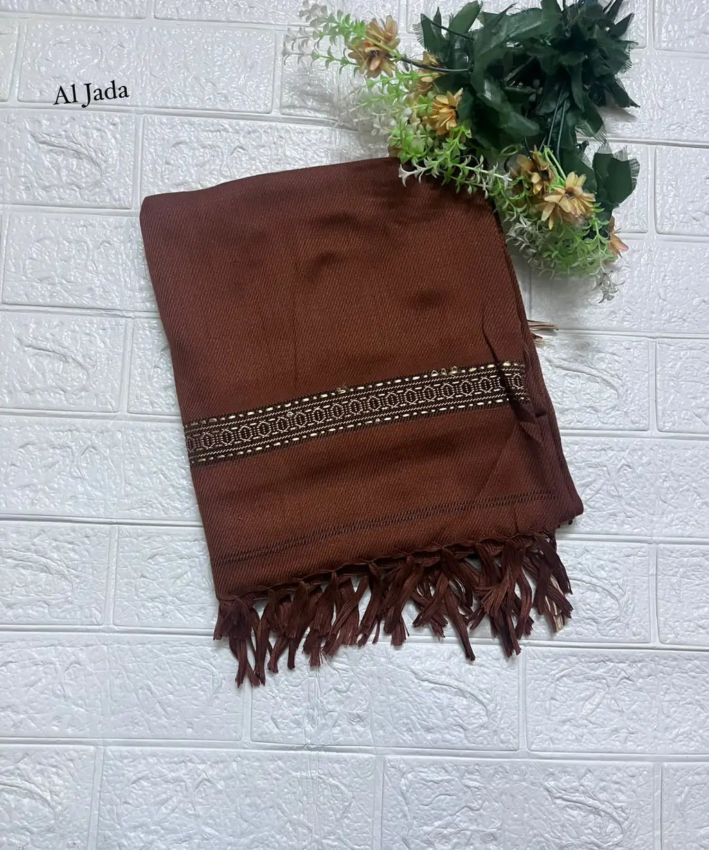 Men's Winter Wool Pashmina Shawl 2.5 Yards - Maroon