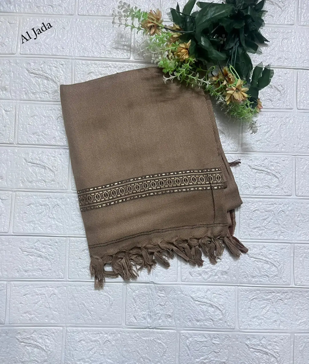 Men's Winter Wool Pashmina Shawl 2.5 Yards - Light Brown