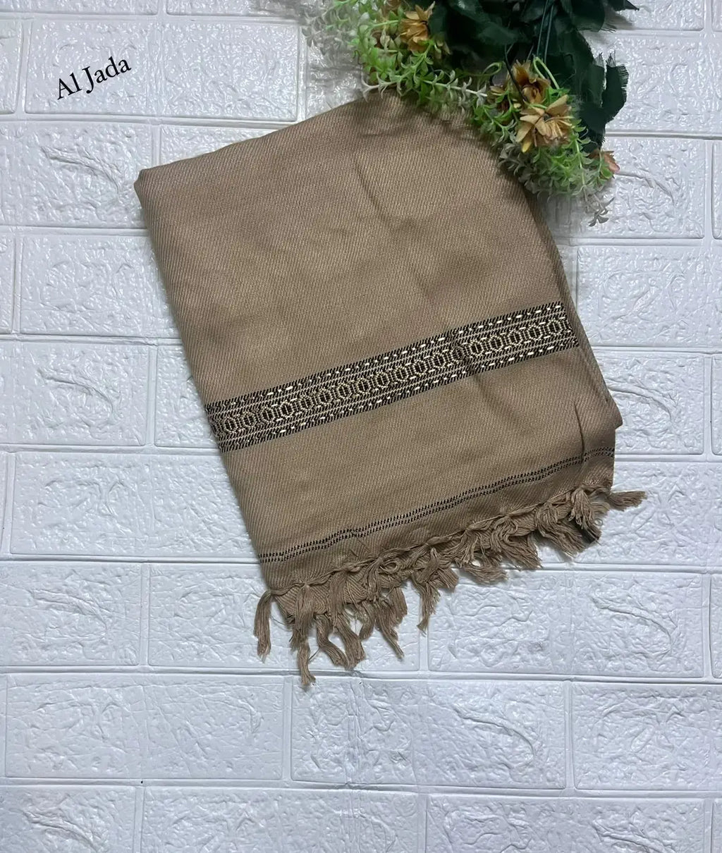Men's Winter Wool Pashmina Shawl 2.5 Yards - Beige