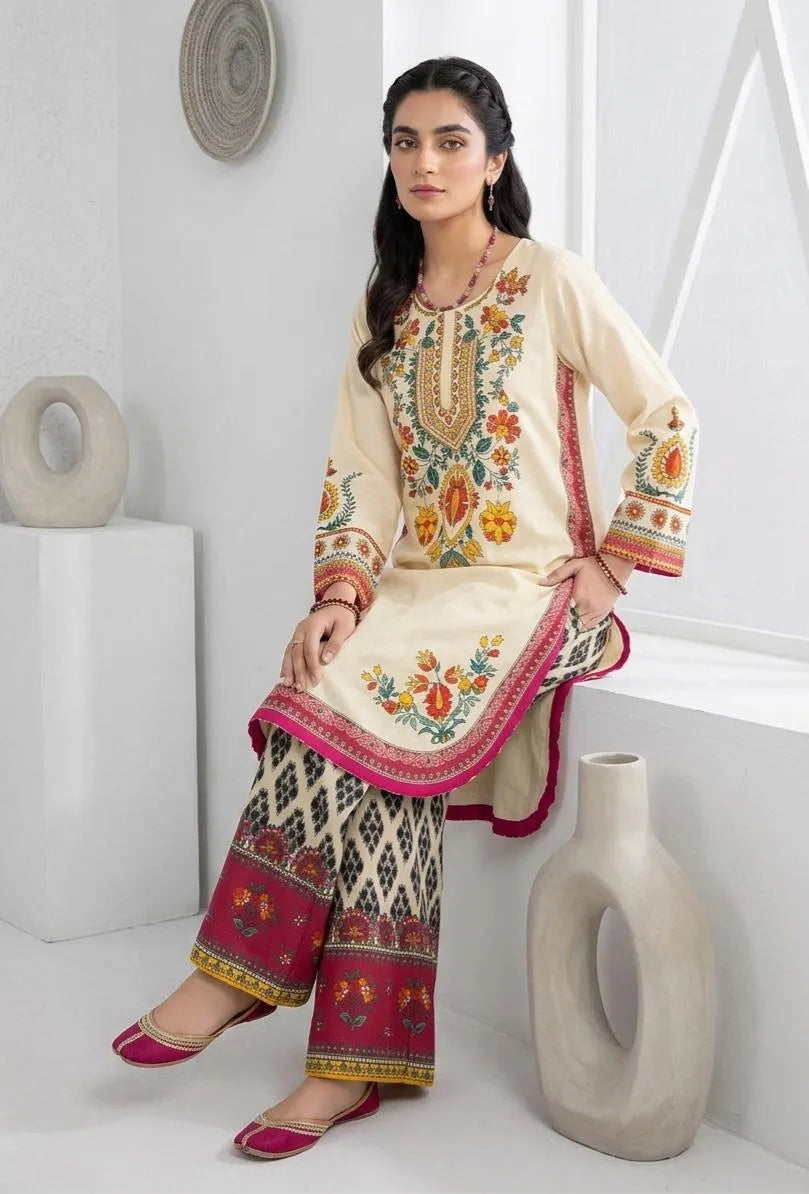 Multicolor Printed Arabic Lawn 2Pcs Set