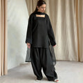 3 Pcs Women's Stitched trendy Farshi shalwar Cotton Lawn Embroidered Suit