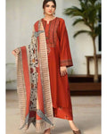 3 Pcs Women's Stitched Cotton Lawn Embroidered Suit
