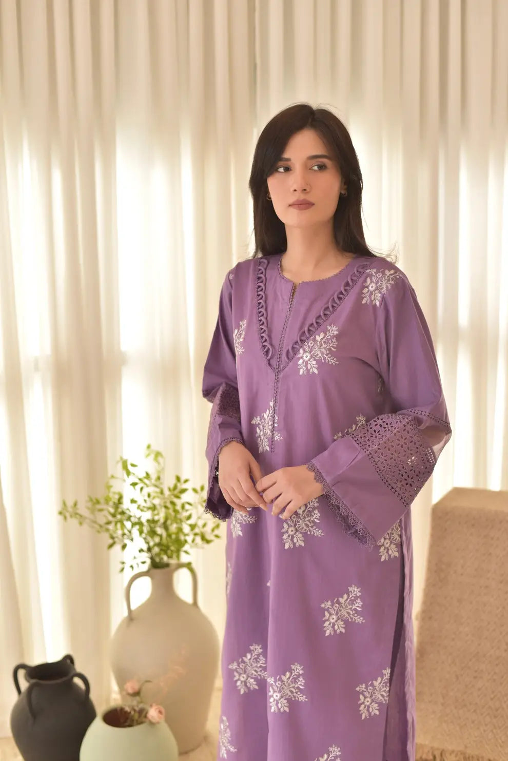 juliet grace 3 Pcs Women's Stitched Linen Embroidered Suit
