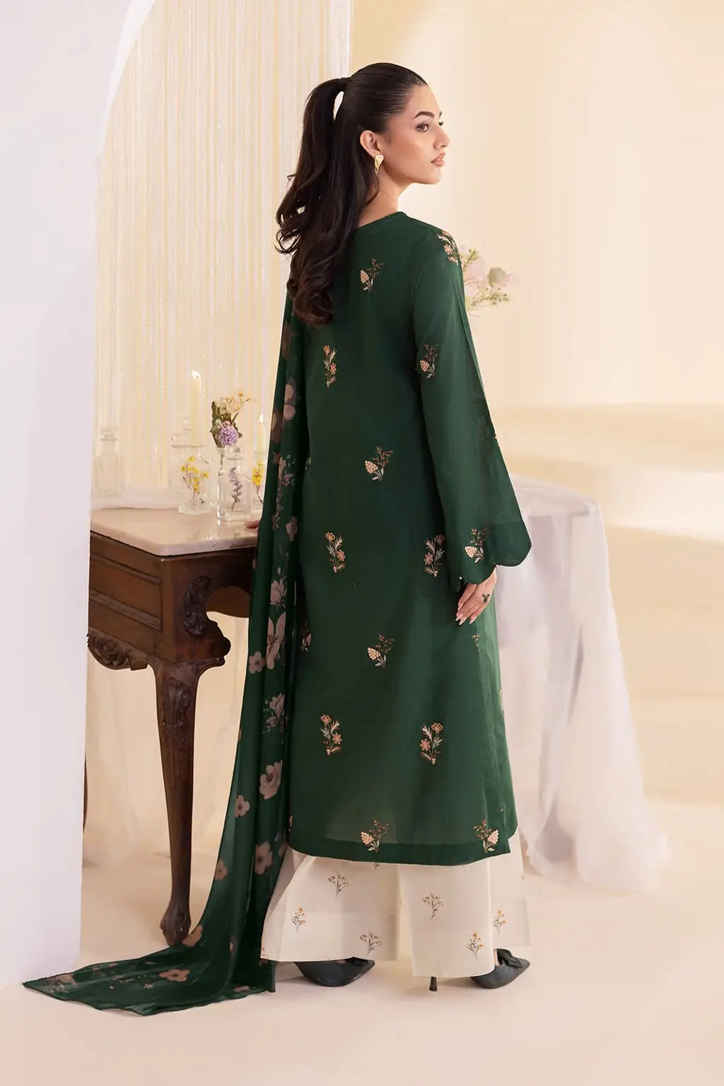 Parsa 3 Pcs Women's Stitched Cotton Embroidered Suit