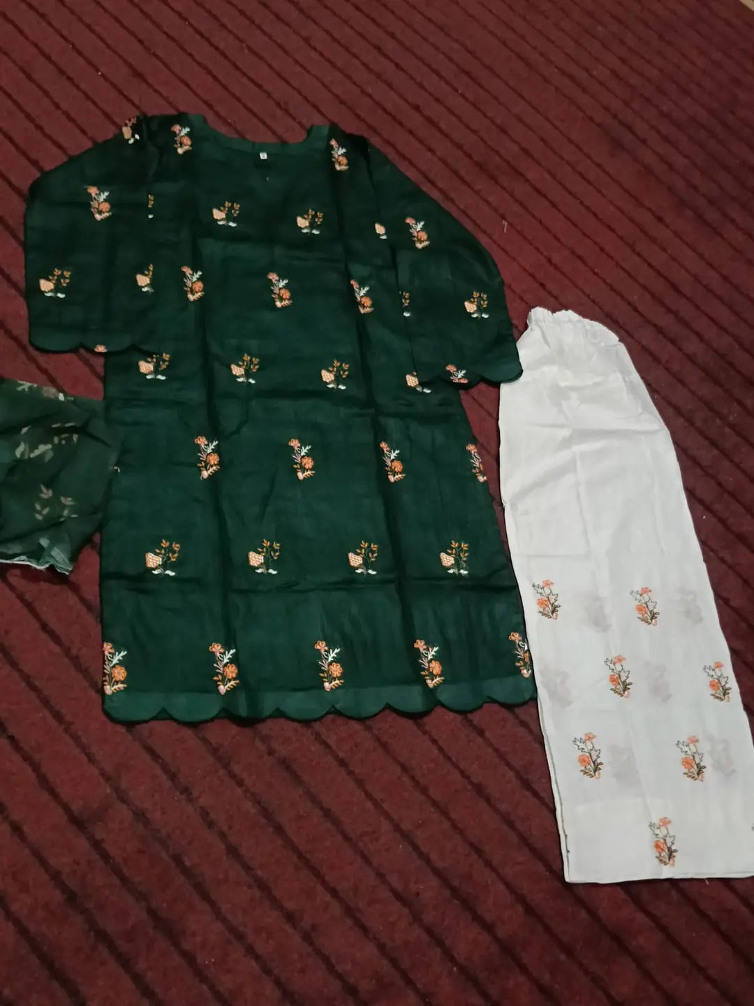 Parsa 3 Pcs Women's Stitched Cotton Embroidered Suit