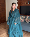 Teal Majestique - Lawn Cotton Embroidered Dress