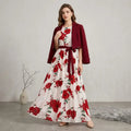 2 Pcs Women's Stitched Silk Printed Maxi Suit - Maroon