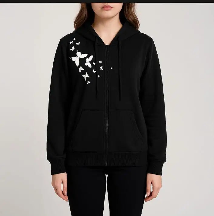 2 Pcs Women's Stitched Fleece Printed Hoodie Tracksuit