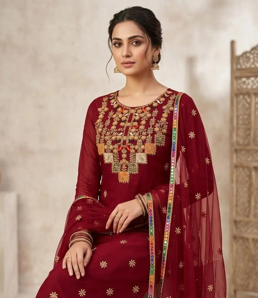 3 Pcs Women's Unstitched Embroidered Suit