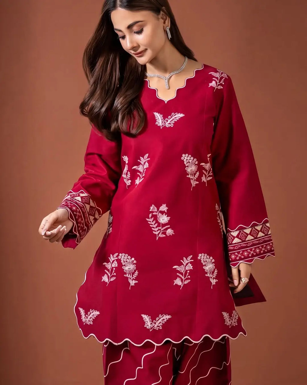 3 Pcs Women's Unstitched Embroidered Suit