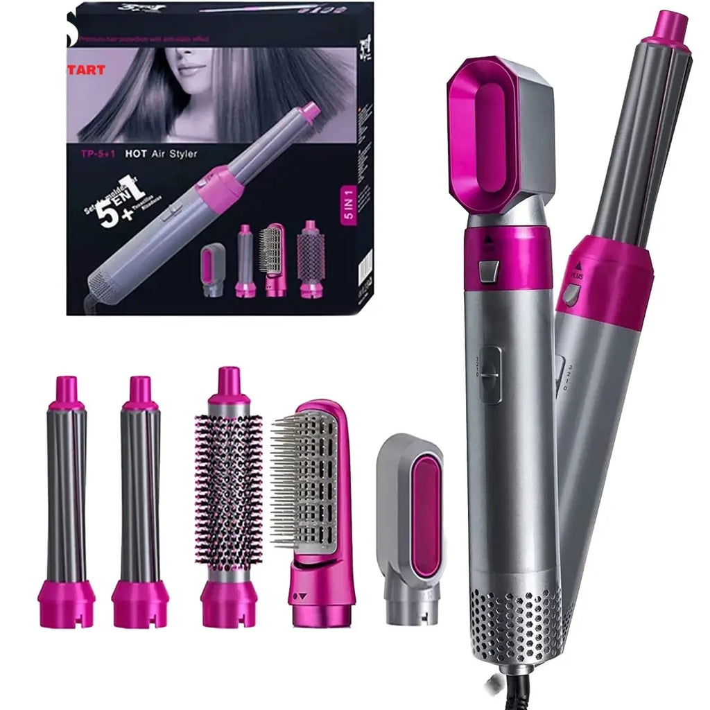 Imported 5-in-1 Hot Air Brush – Hair Straightener & Dryer Brush with Hair Volumizer, Electric Styling Brush for Hair Drying, Smoothing & Styling