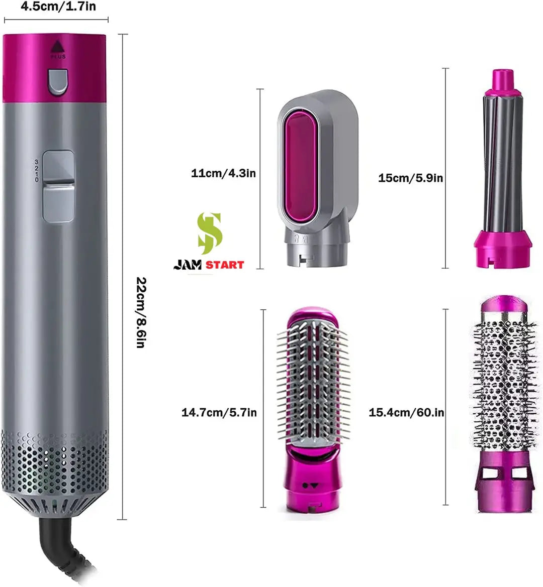 Imported 5-in-1 Hot Air Brush – Hair Straightener & Dryer Brush with Hair Volumizer, Electric Styling Brush for Hair Drying, Smoothing & Styling
