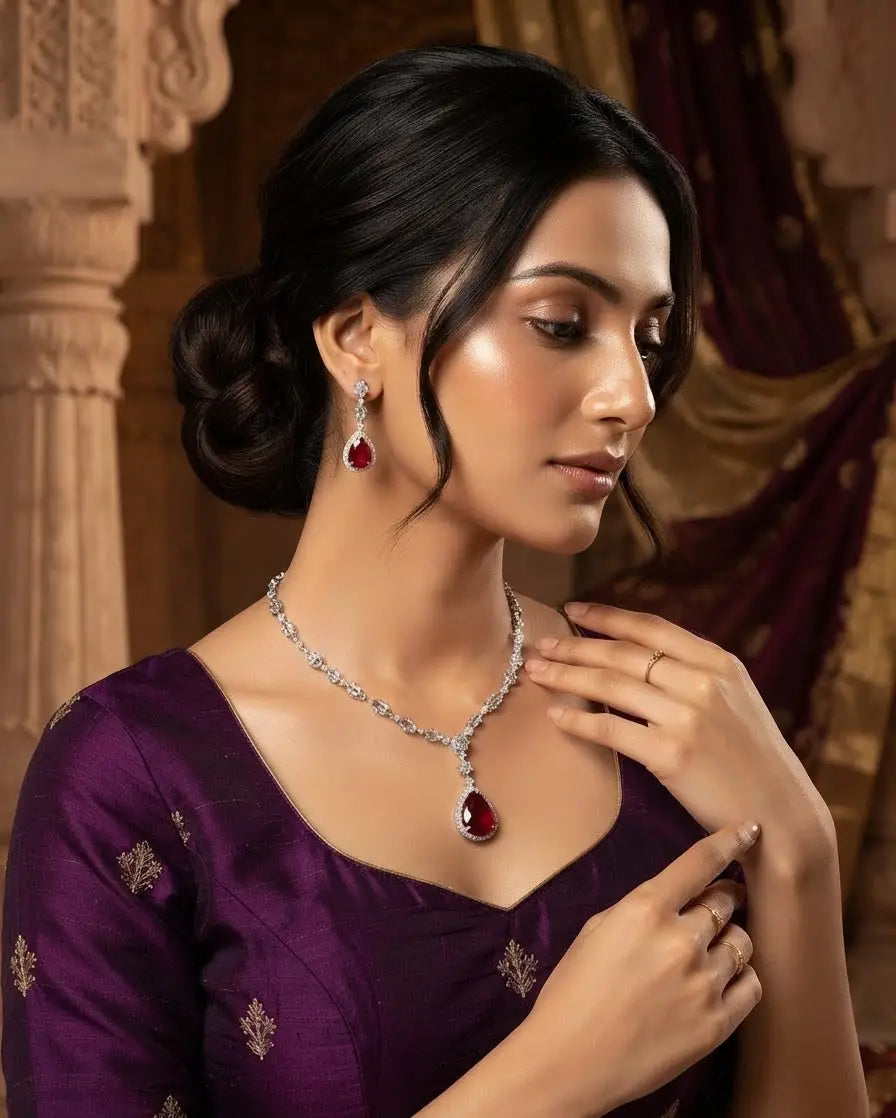 Modern Design Silver Plated Zircon Necklace Set