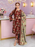 Maroon Floral 3-Piece Unstitched Lawn Suit for Women