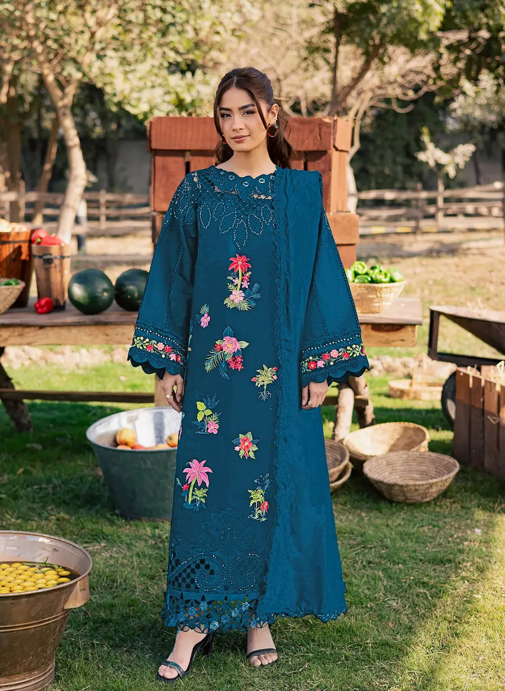 3 Pcs Women's Unstitched Plain Suit - Design 2