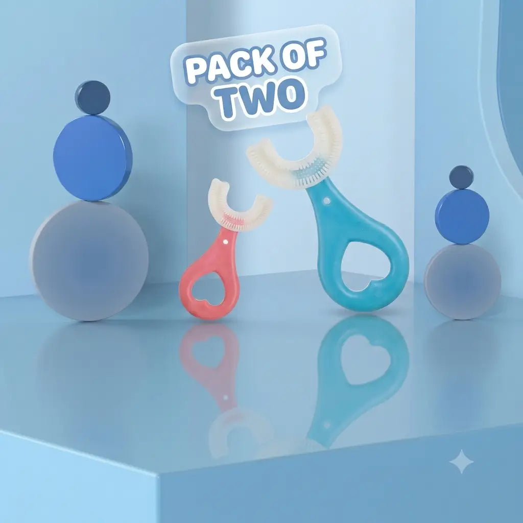 U-Shaped Silicone Kids Toothbrush for Deep Cleaning 2-12 Years (Pack Of Two)