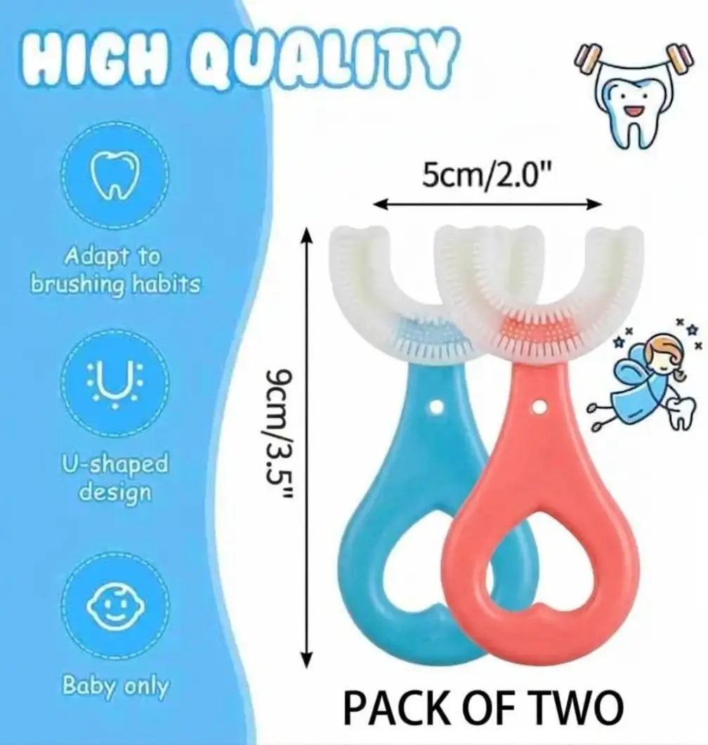 U-Shaped Silicone Kids Toothbrush for Deep Cleaning 2-12 Years (Pack Of Two)