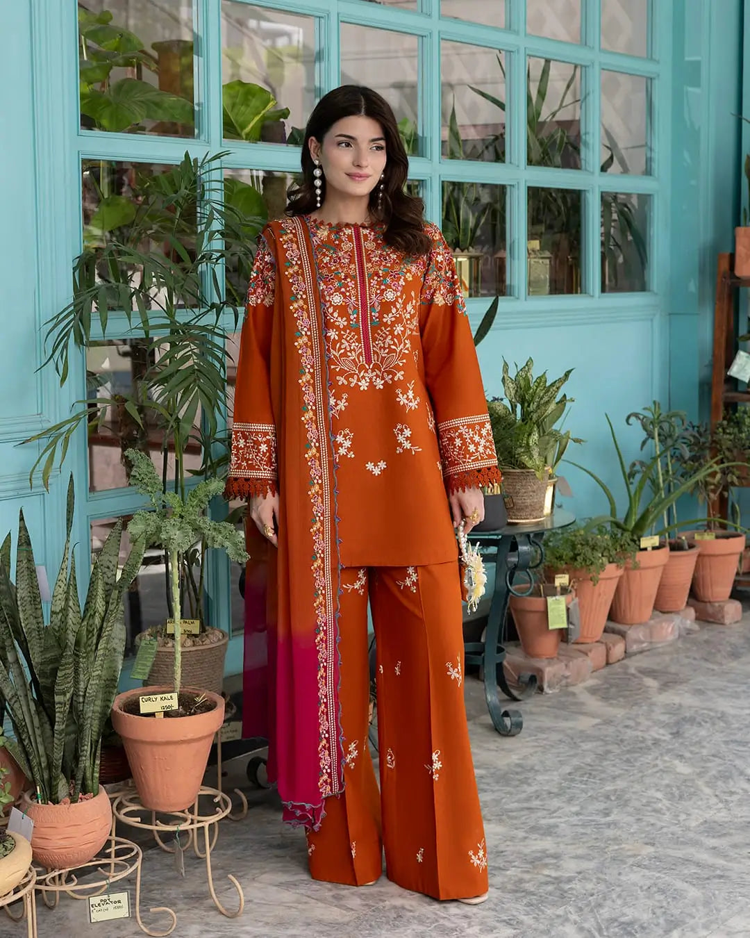 3 Pcs Women's Unstitched Embroidered Suit(HB)