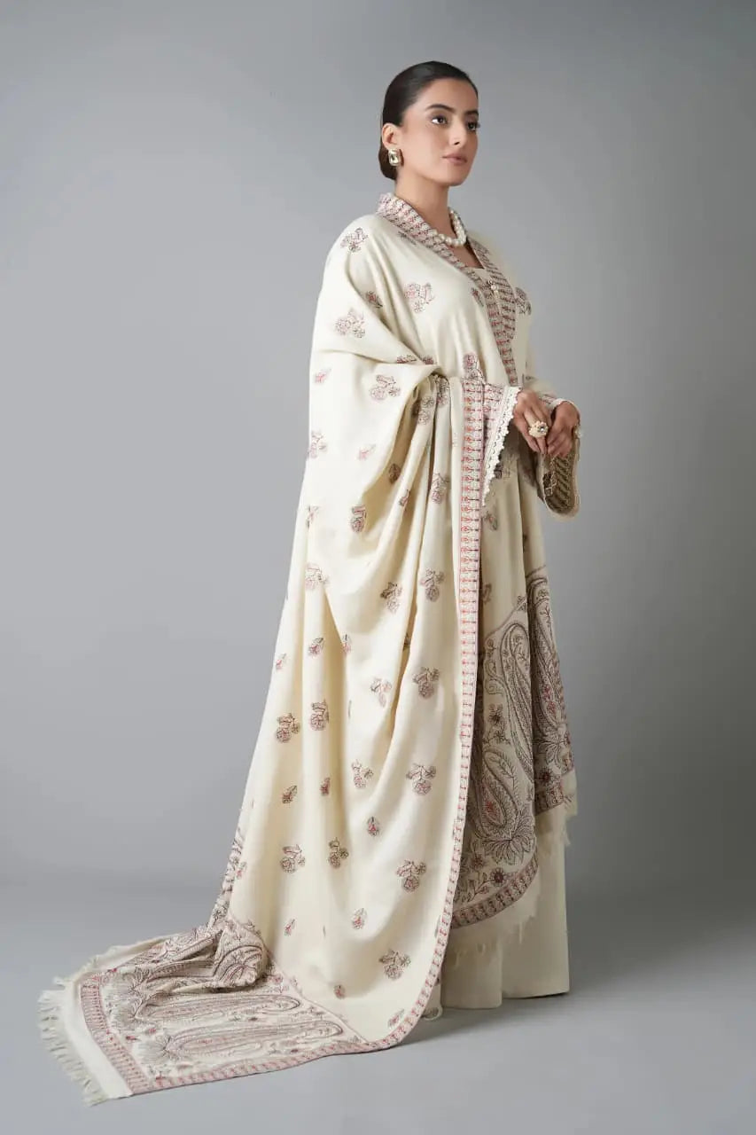 3 Pcs Women's Unstitched Embroidered Suit(HB)