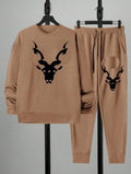 Men's Dri Fit Brown Track Suit 2Pcs Markhor Print