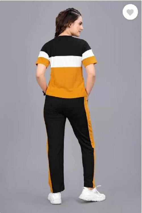 Women Yellow Printed Tracksuit 2 Pcs Slim Fit