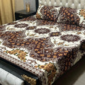 Maroon Floral Crystal Cotton Double Bedsheet Set