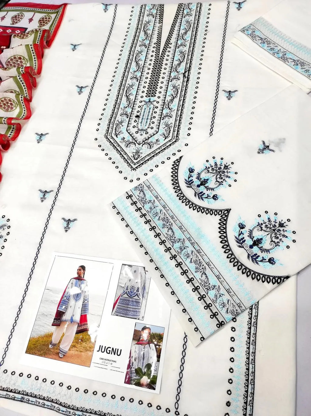 Pakistani Printed Kurta Set with Shawl for Women