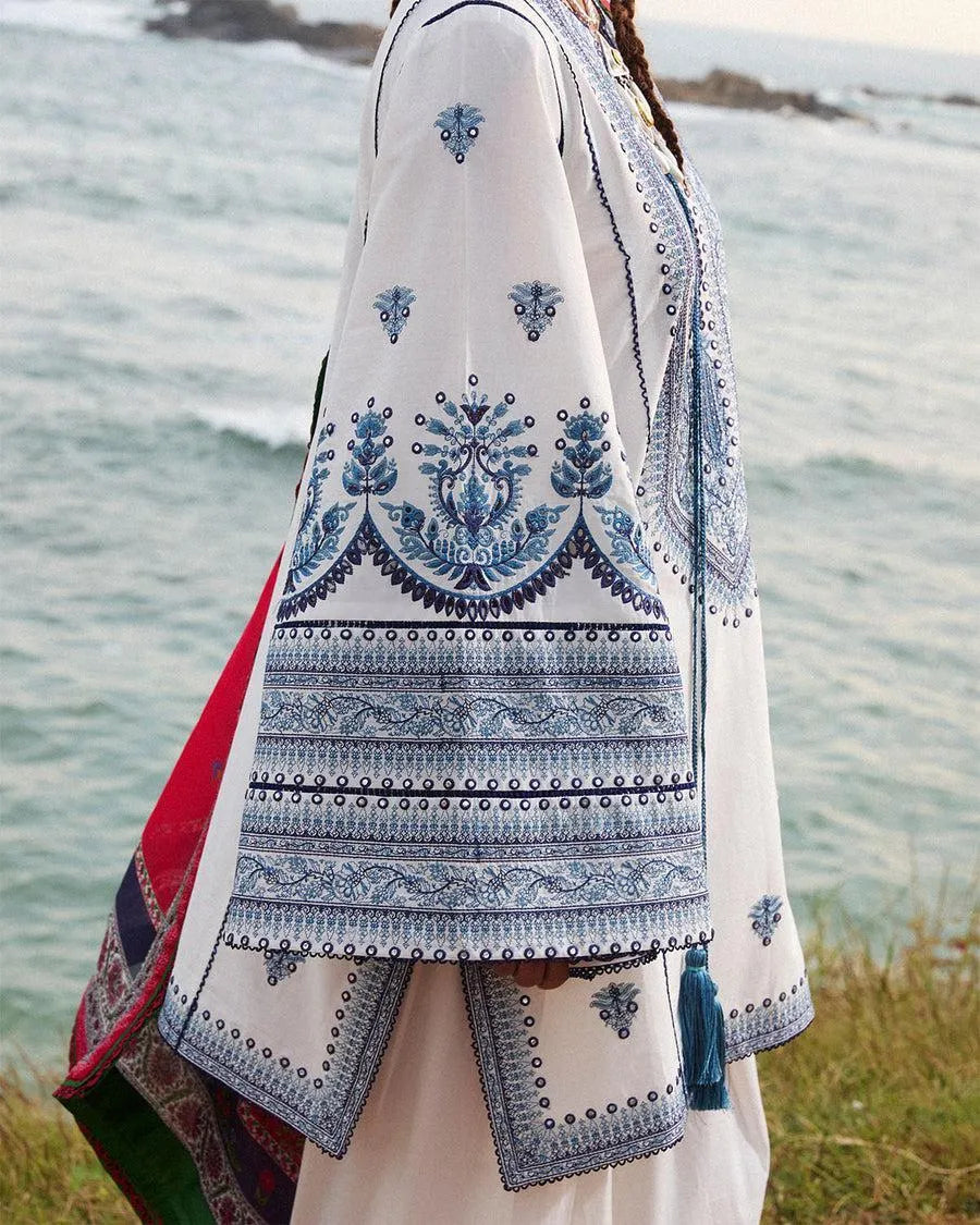 Pakistani Printed Kurta Set with Shawl for Women