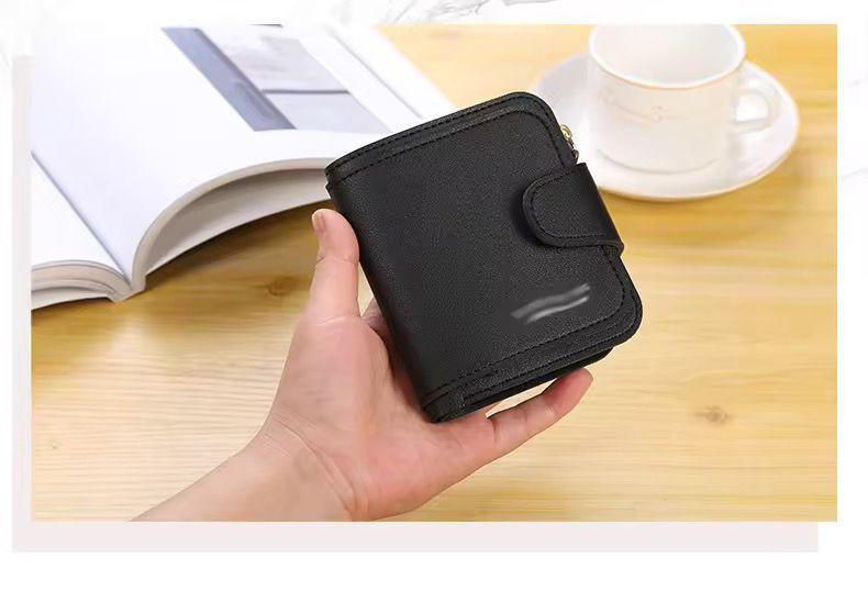 Men's Black Leather Wallet with Zipper Closure