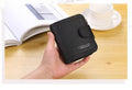Men's Black Leather Wallet with Zipper Closure