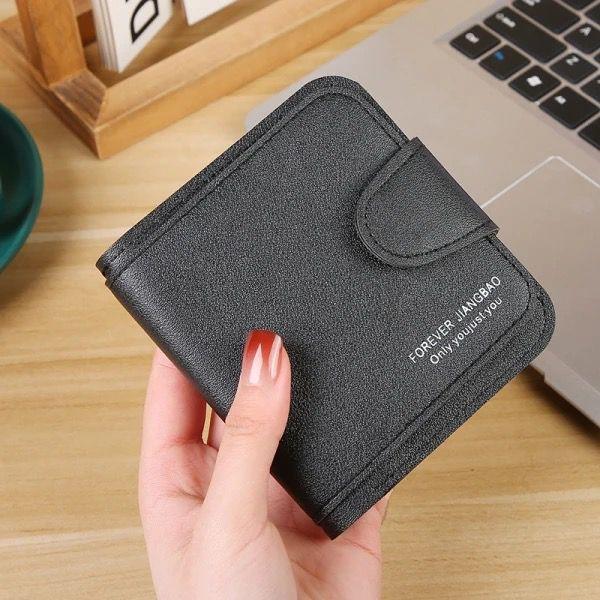 Men's Black Leather Wallet with Zipper Closure