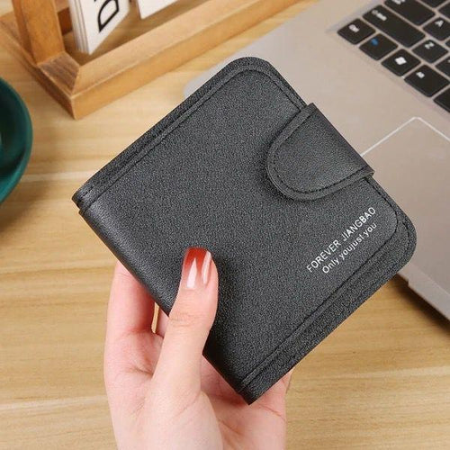 Men's Black Leather Wallet with Zipper Closure