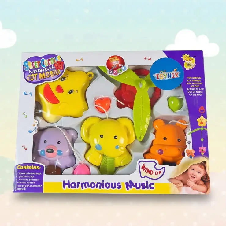 Musical Hanging Baby Cot Mobile  Delight your little one with the Musical Baby Cot Mobile Hanging – a colorful and soothing toy designed to keep your baby happy and engaged