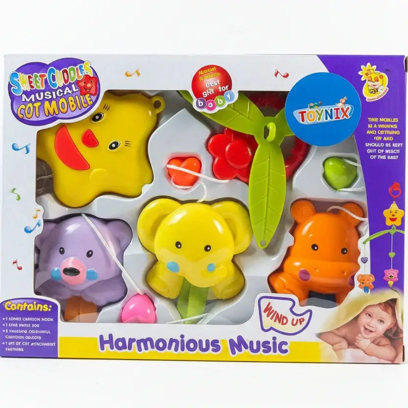 Musical Hanging Baby Cot Mobile  Delight your little one with the Musical Baby Cot Mobile Hanging – a colorful and soothing toy designed to keep your baby happy and engaged