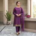 1 Pc Women's Stitched Arabic Lawn Embroidered Shirt