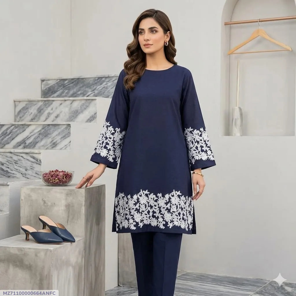 1 Pc Women's Stitched Lawn Embroidered Shirt